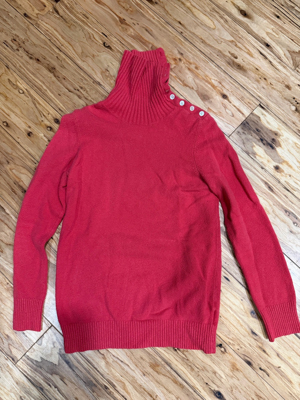 GAP Red Button-Shoulder Turtleneck Sweater